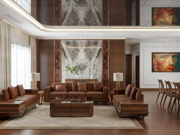 Nội thất biệt thự gỗ óc chó sang trọng