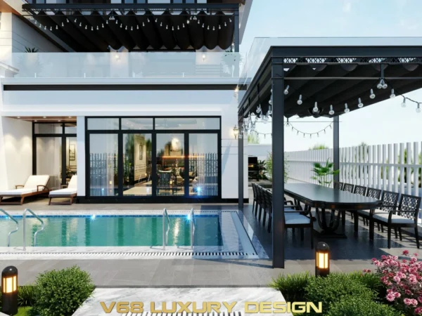 Biệt Thự Phong Cách Indochine Hạ Long0 - Bàn ăn Ngoài Trời