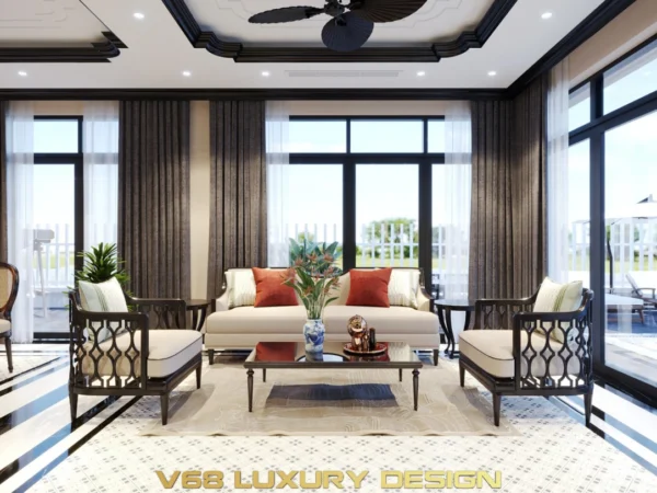 Biệt Thự Phong Cách Indochine Hạ Long1 Phòng Khách 2