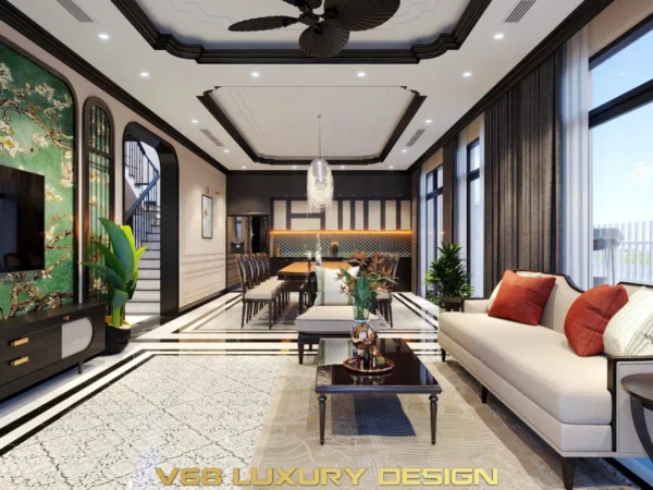 Biệt Thự Phong Cách Indochine Hạ Long1 Phòng Khách 3