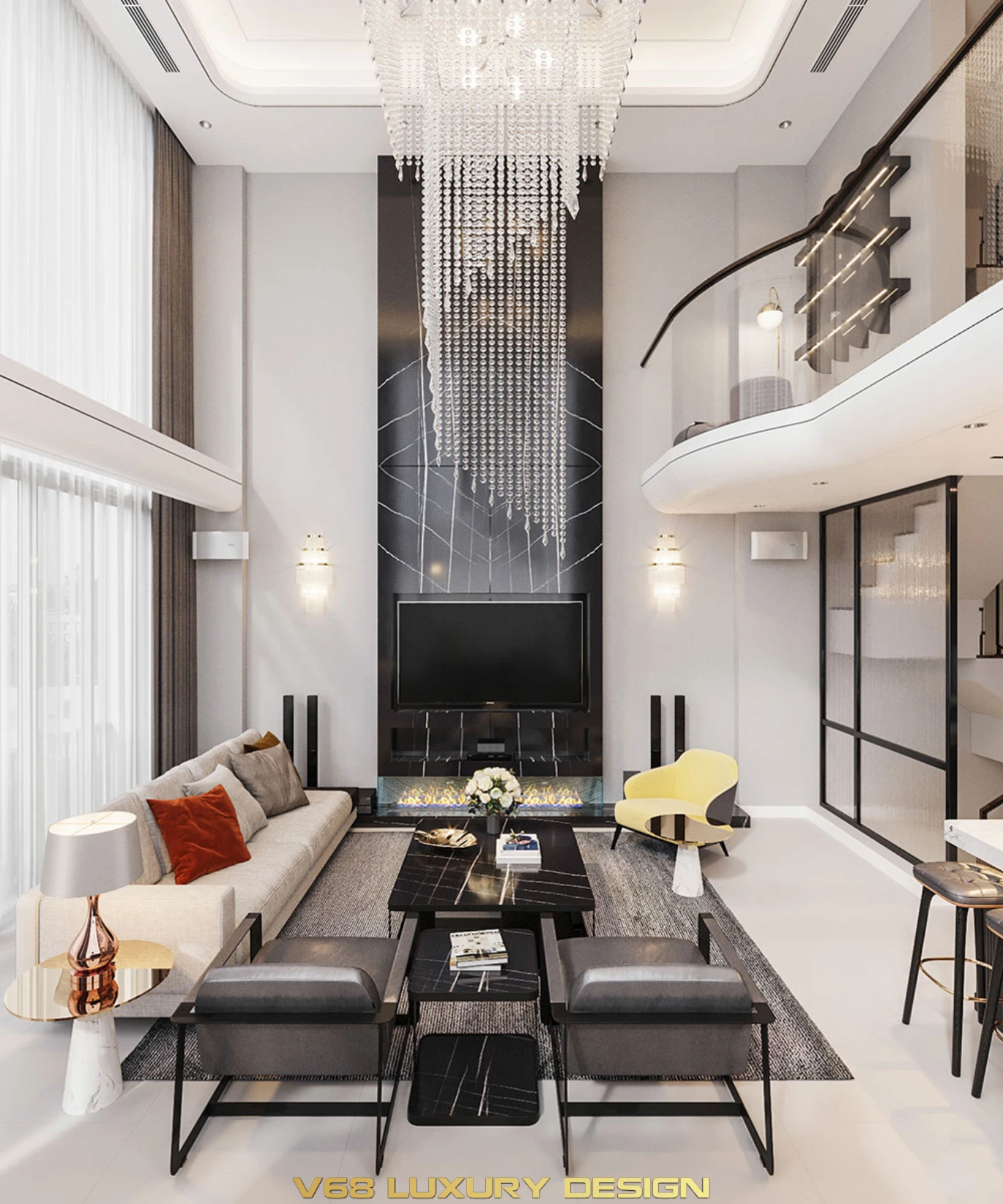 Thiết Kế Nội Thất Căn Hộ Duplex Thông Tầng Phong Cách Hiện đại - 0-thiet-ke-phong-khach-duplex-v68-110622