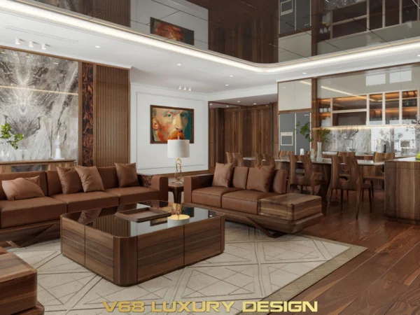 Thiết Kế Biệt Thự Nội Thất Gỗ óc Chó đẹp Sang Trọng-0 Phòng Khách 2