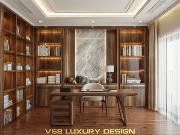 Thiết Kế Biệt Thự Nội Thất Gỗ óc Chó đẹp Sang Trọng-2 Phòng Làm Việc