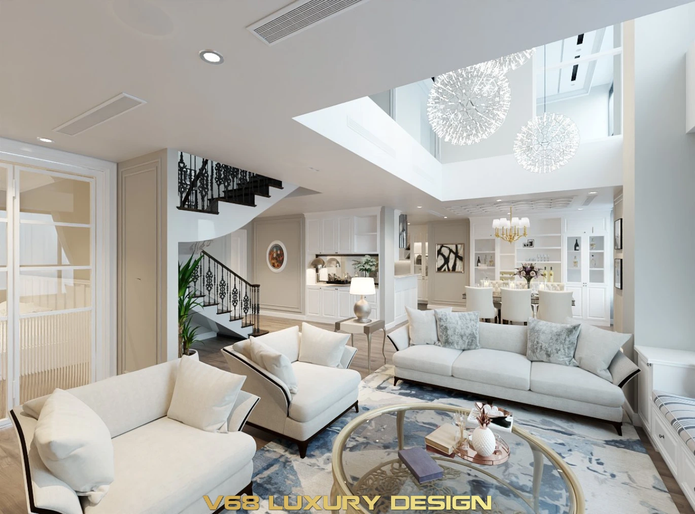 Thiết Kế Căn Hộ Duplex Nội Thất Phong Cách Tân Cổ điển -1 Phòng Khách 1