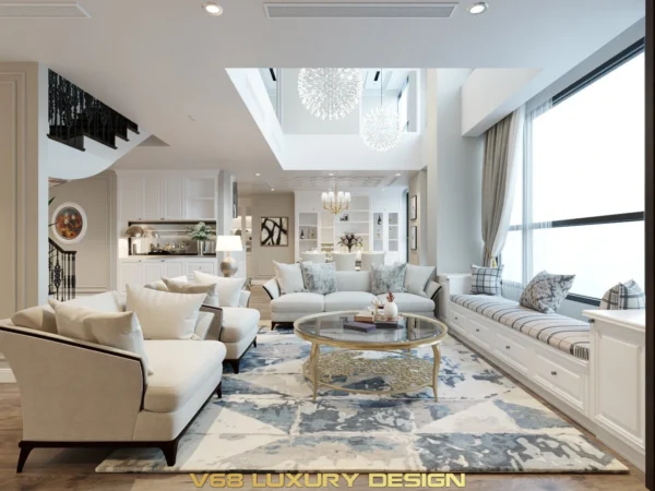 Thiết Kế Căn Hộ Duplex Nội Thất Phong Cách Tân Cổ điển -1 Phòng Khách Sofa