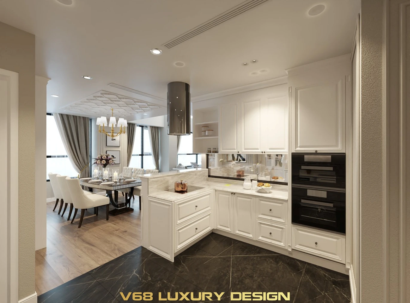 Thiết Kế Căn Hộ Duplex Nội Thất Phong Cách Tân Cổ điển -3 Tủ Bếp 2