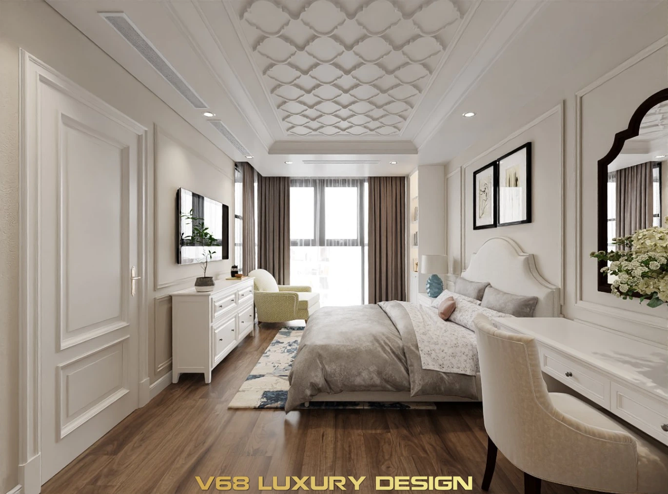 Thiết Kế Căn Hộ Duplex Nội Thất Phong Cách Tân Cổ điển -5 Thiết Kế Phòng Ngủ Master 3