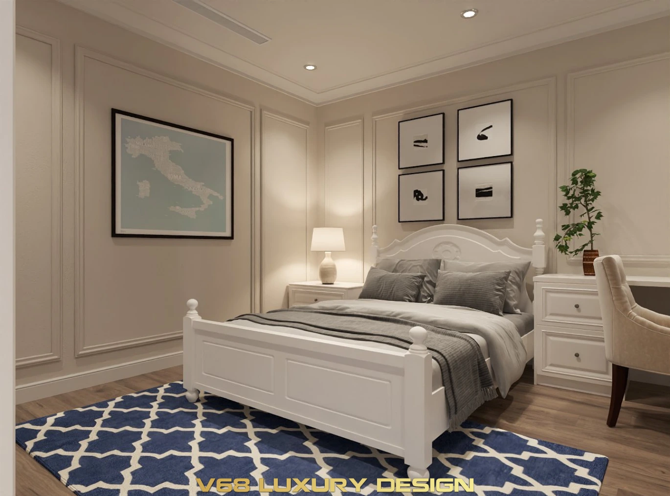 Thiết Kế Căn Hộ Duplex Nội Thất Phong Cách Tân Cổ điển -6 Phòng Ngủ Cho Con Trai Con Gái 2