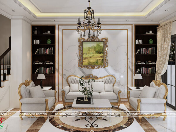 thiết kế phòng khách tân cổ điển