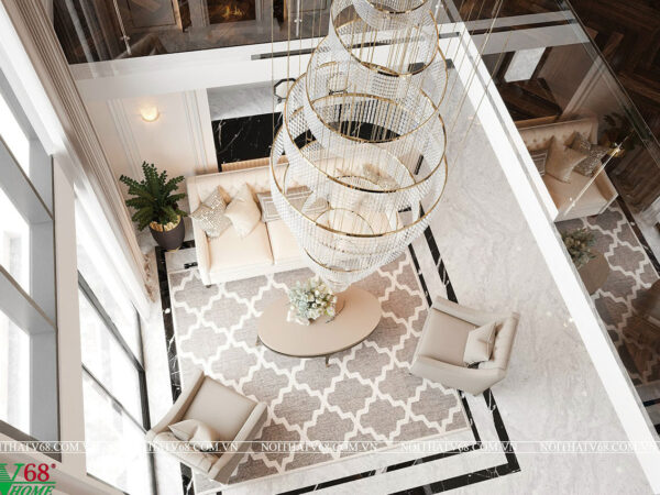 thiết kế phòng khách căn hộ duplex