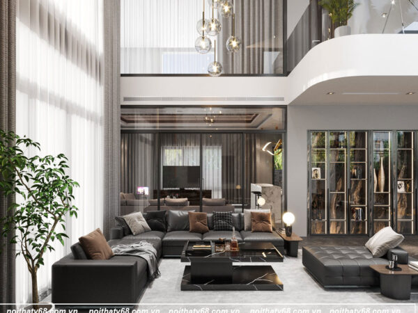 thiết kế phòng khách căn hộ duplex