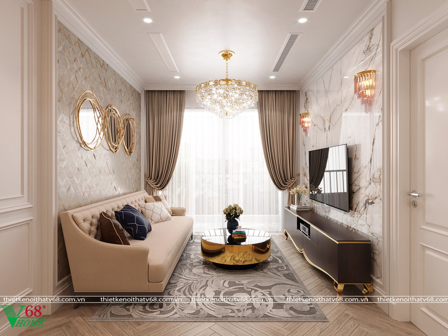 Thiết ké căn hộ chung cư tân cổ điển