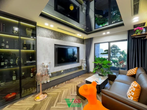 Thiết Kế Nội Thất Chung Cư Feliz Home 1710 Có 3 Phòng Ngủ Vách Tivi