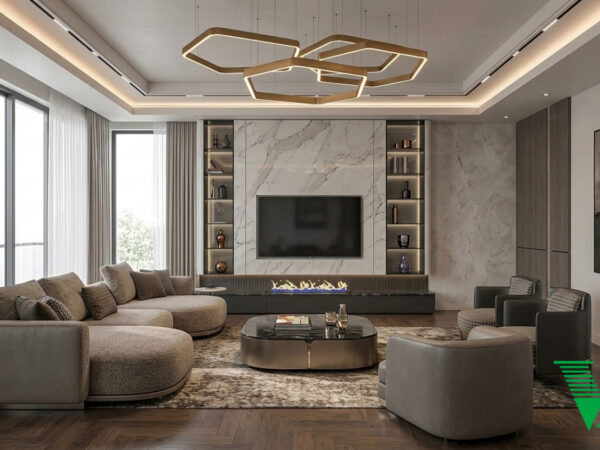Phòng khách Luxury hiện đại Không gian nội thất biệt thự cao cấp V68