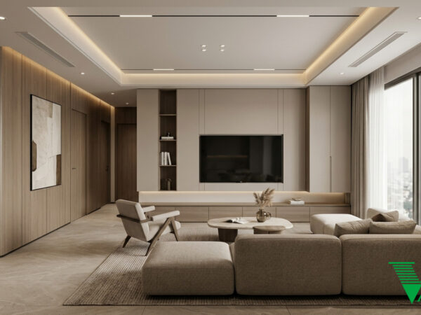 Phòng khách Hiện đại Không gian nội thất chung cư cao cấp V68