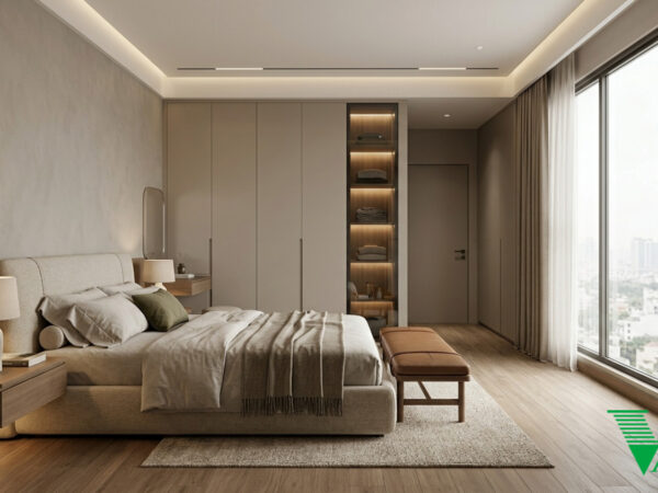 Phòng ngủ 1 Hiện đại Không gian nội thất chung cư cao cấp V68