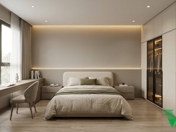 Phòng ngủ 2 Hiện đại Không gian nội thất chung cư cao cấp V68