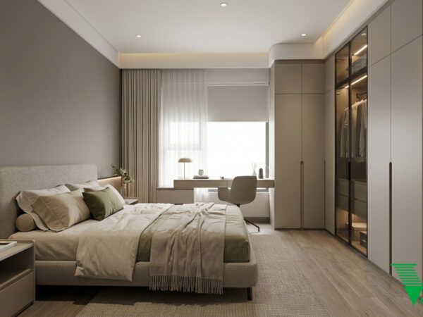 Phòng ngủ 2 Hiện đại Không gian nội thất chung cư cao cấp V68