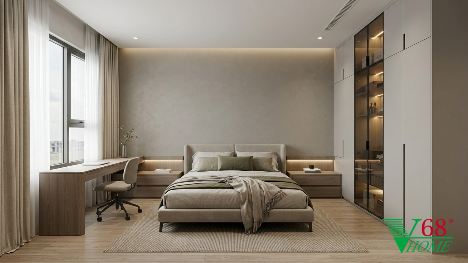 bố trí phòng ngủ nhỏ trong căn hộ chung cư với hệ lưu trữ kịch trần