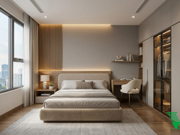 Phòng ngủ 3 Hiện đại Không gian nội thất chung cư cao cấp V68