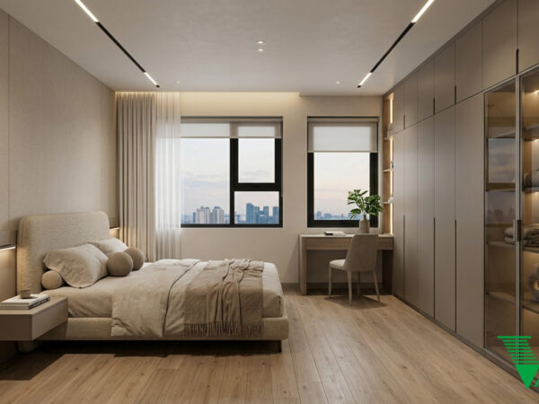 Phòng ngủ 3 Hiện đại Không gian nội thất chung cư cao cấp V68