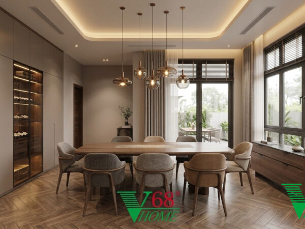 Phòng ăn Hiện đại Không gian nội thất nhà phố cao cấp V68