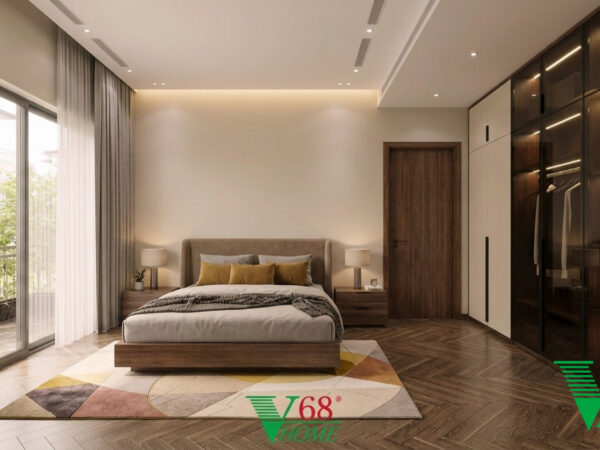 Phòng ngủ 1 Hiện đại Không gian nội thất nhà phố cao cấp V68