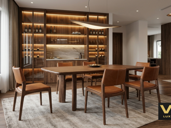 Phòng ăn Gỗ óc chó tự nhiên Bắc Mỹ Biệt thự cao cấp luxury óc chó