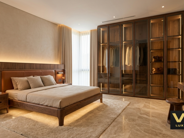 Phòng ngủ 1 Gỗ óc chó tự nhiên Bắc Mỹ Biệt thự cao cấp luxury óc chó