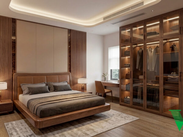 Phòng ngủ 2 Gỗ óc chó tự nhiên Bắc Mỹ Biệt thự cao cấp luxury óc chó
