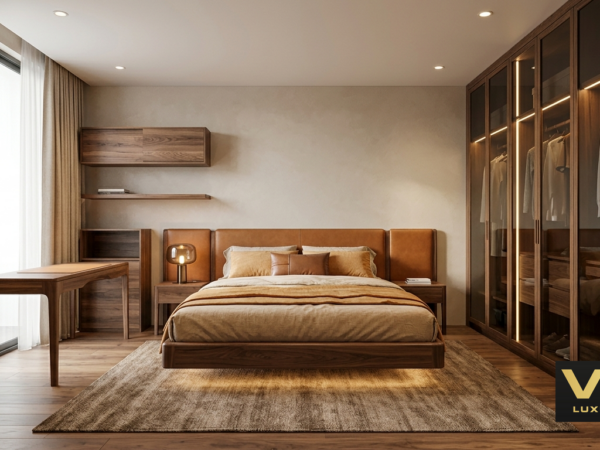 Phòng ngủ 2 Gỗ óc chó tự nhiên Bắc Mỹ Biệt thự cao cấp luxury óc chó