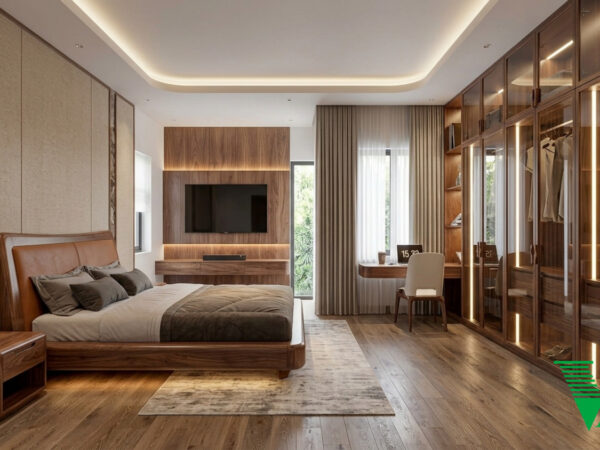 Phòng ngủ 3 Gỗ óc chó tự nhiên Bắc Mỹ Biệt thự cao cấp luxury óc chó