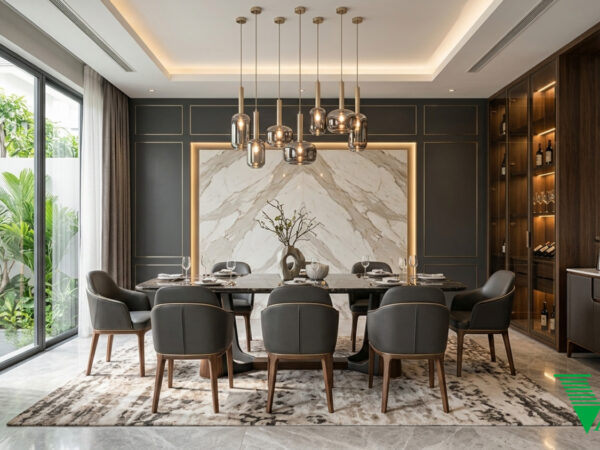 Phòng ăn Luxury hiện đại Không gian nội thất biệt thự cao cấp V68