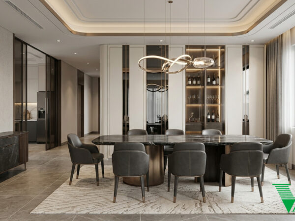 Phòng ăn Luxury hiện đại Không gian nội thất biệt thự cao cấp V68