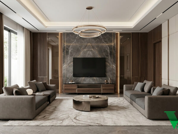 Phòng khách Luxury hiện đại Không gian nội thất biệt thự cao cấp V68