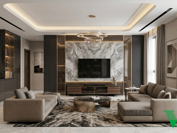 Phòng khách Luxury hiện đại Không gian nội thất chung cư cao cấp V68