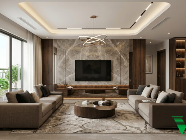 Phòng khách Luxury hiện đại Không gian nội thất chung cư cao cấp V68