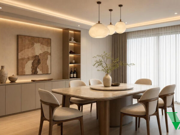 Phòng ăn Hiện đại Không gian nội thất chung cư cao cấp V68