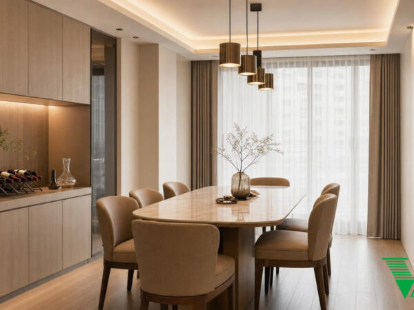 Phòng ăn Hiện đại Không gian nội thất chung cư cao cấp V68