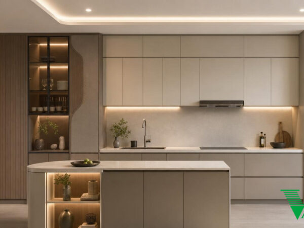Phòng bếp Hiện đại Không gian nội thất chung cư cao cấp V68