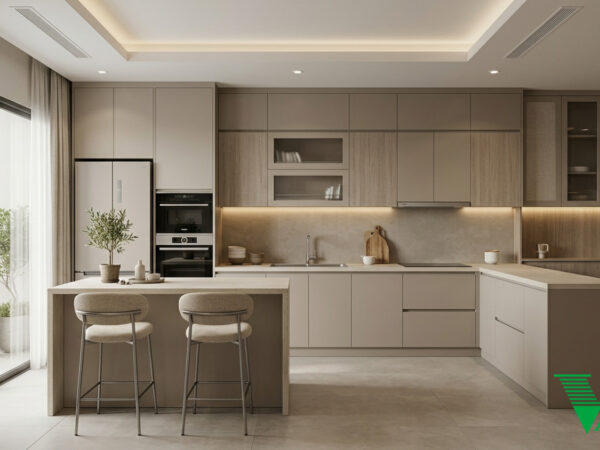 Phòng bếp Hiện đại Không gian nội thất chung cư cao cấp V68