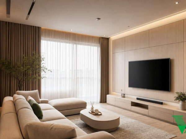 Phòng khách Hiện đại Không gian nội thất chung cư cao cấp V68