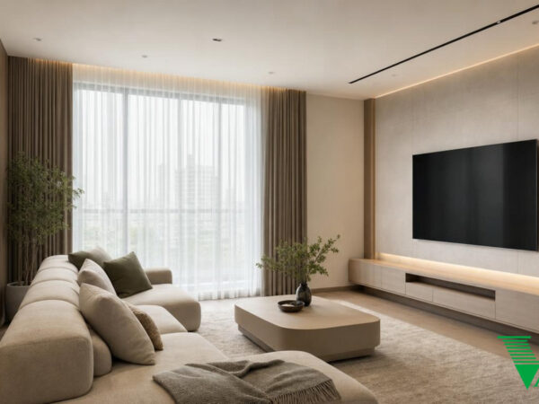 Phòng khách Hiện đại Không gian nội thất chung cư cao cấp V68