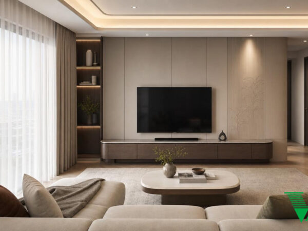 Phòng khách Hiện đại Không gian nội thất chung cư cao cấp V68