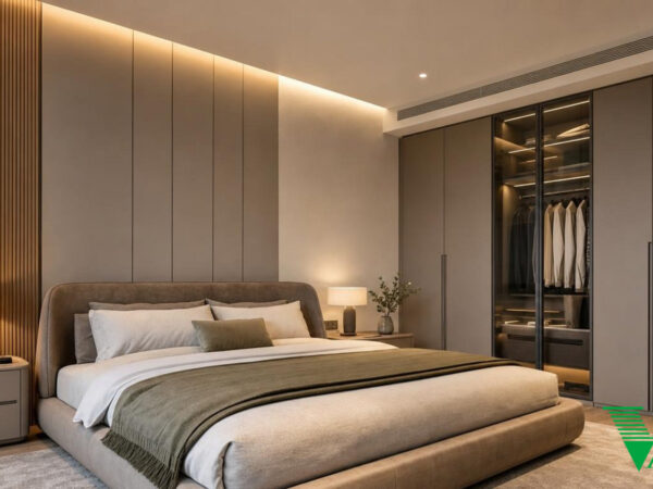 Phòng ngủ 1 Hiện đại Không gian nội thất chung cư cao cấp V68