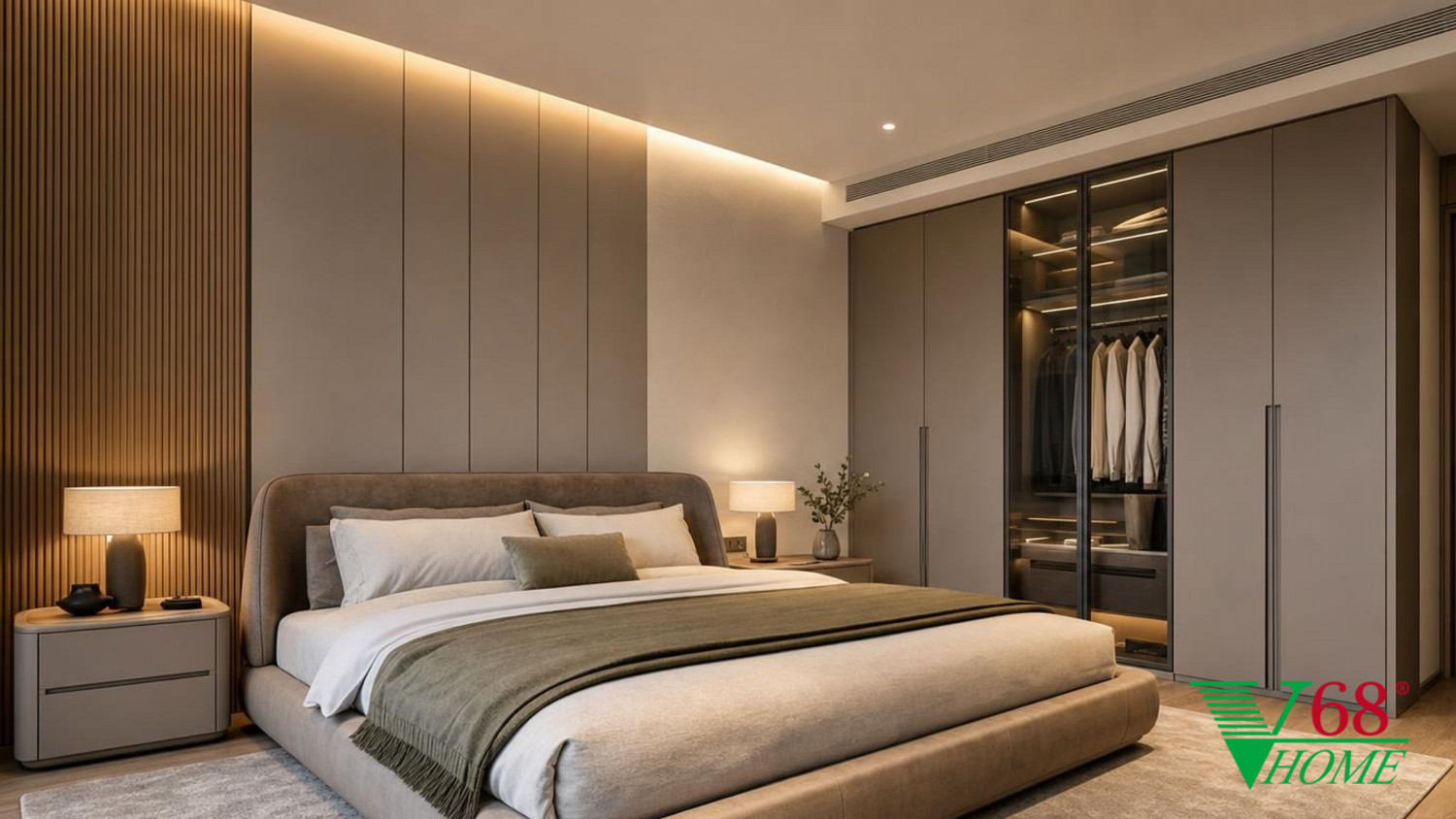 Phòng ngủ 1 với thiết kế tối giản, tập trung vào sự thư thái