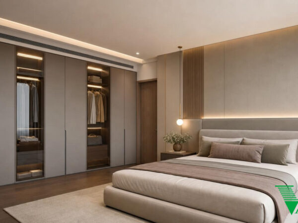 Phòng ngủ 1 Hiện đại Không gian nội thất chung cư cao cấp V68