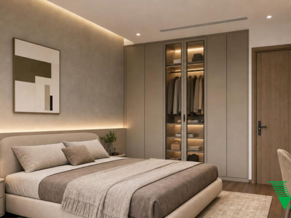 Phòng ngủ 2 Hiện đại Không gian nội thất chung cư cao cấp V68