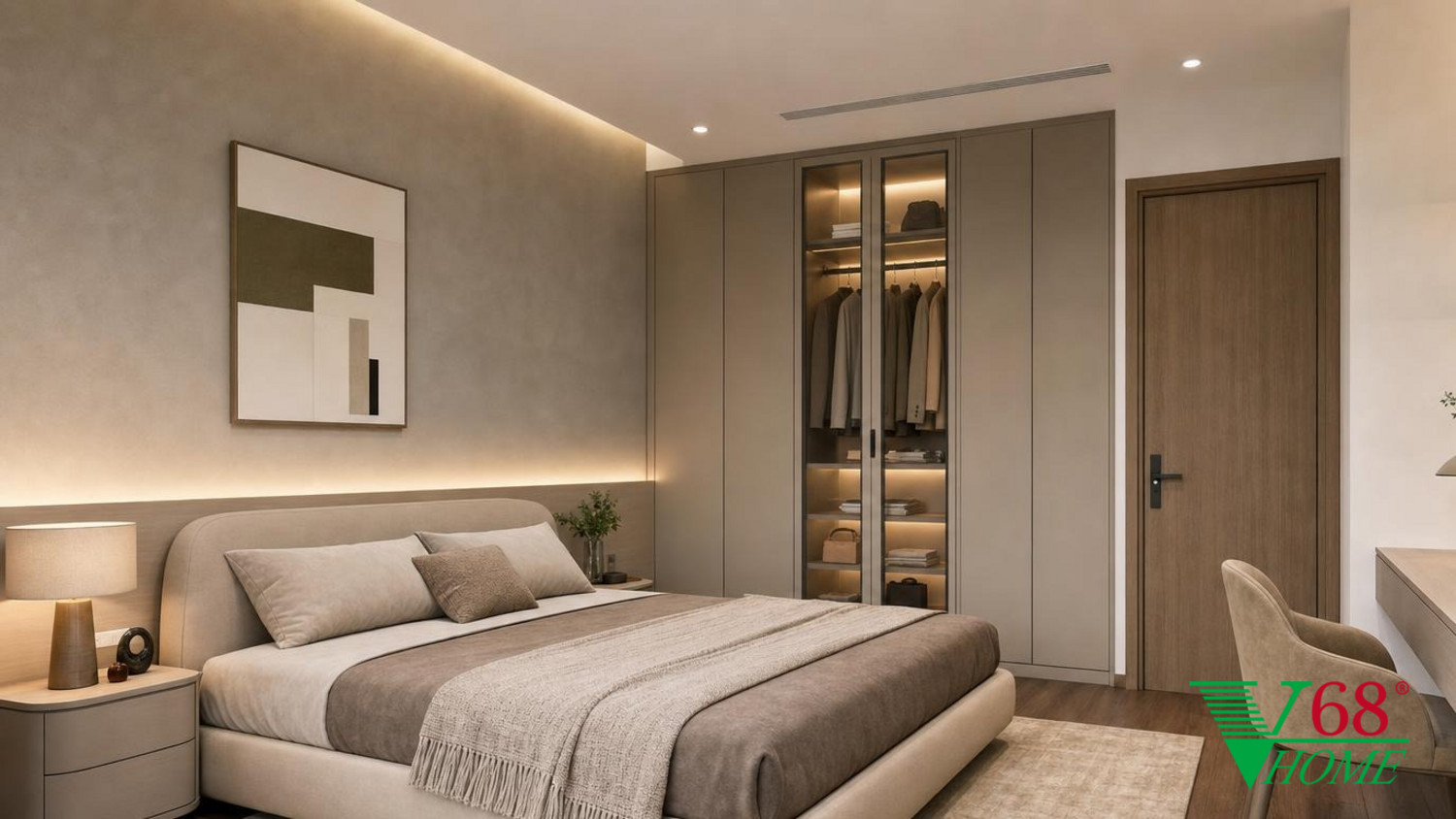 Phòng ngủ 2 nội thất chung cư hiện đại với thiết kế tối giản