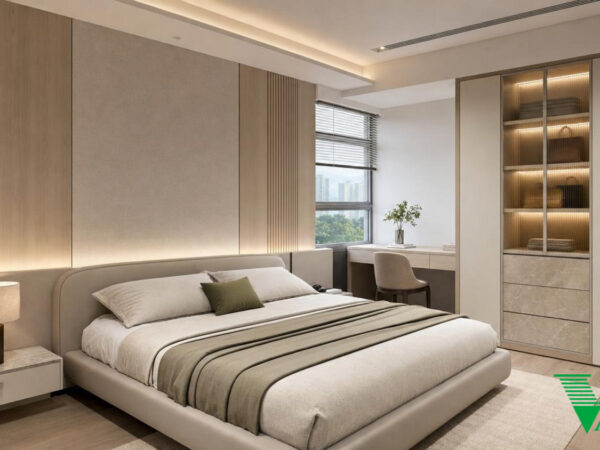 Phòng ngủ 2 Hiện đại Không gian nội thất chung cư cao cấp V68